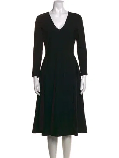 Pre-owned St John V-neck Midi Length Dress In Black