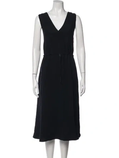 Pre-owned St John V-neck Midi Length Dress In Blue