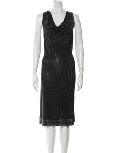 Pre-owned St John V-neck Midi Length Dress In Gray