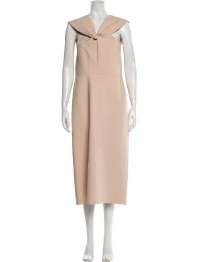 Pre-owned St John V-neck Midi Length Dress In Multi