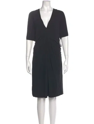 Pre-owned St John V-neck Midi Length Dress W/ Tags In Gray