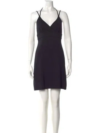 Pre-owned St John V-neck Mini Dress In Black