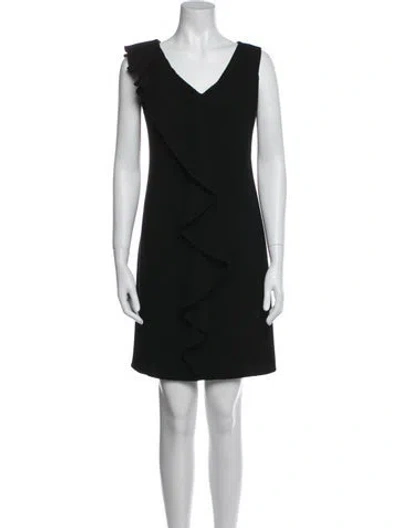 Pre-owned St John V-neck Mini Dress In Black