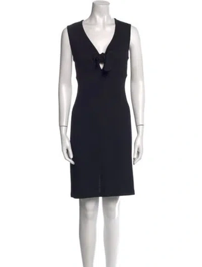 Pre-owned St John V-neck Mini Dress In Black