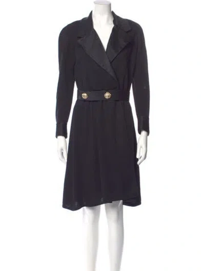 Pre-owned St John V-neck Mini Dress In Black
