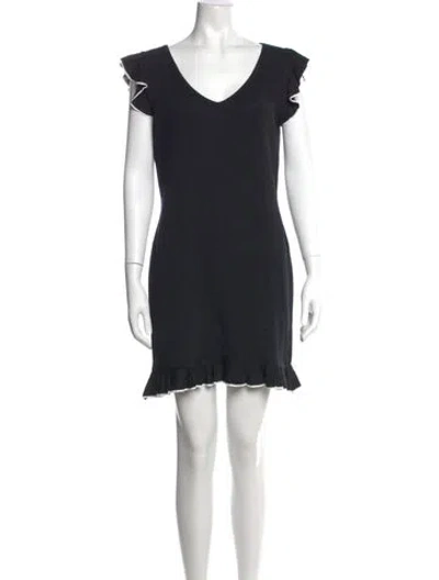 Pre-owned St John V-neck Mini Dress In Black