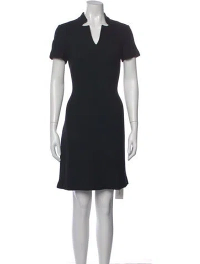 Pre-owned St John V-neck Mini Dress In Black