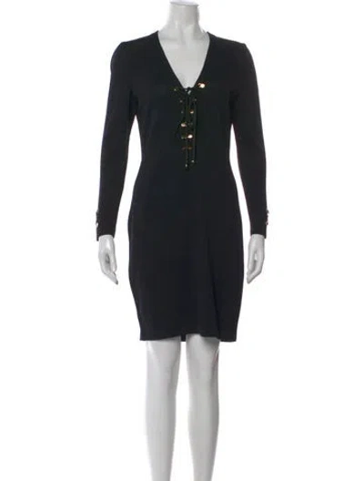 Pre-owned St John V-neck Mini Dress In Black
