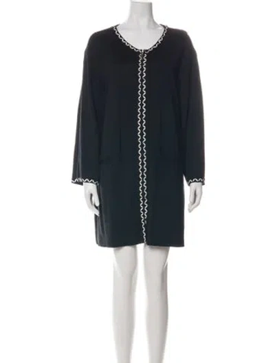 Pre-owned St John V-neck Mini Dress In Black