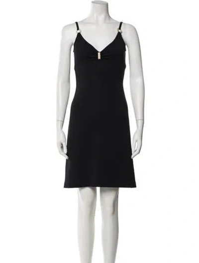 Pre-owned St John V-neck Mini Dress In Blue