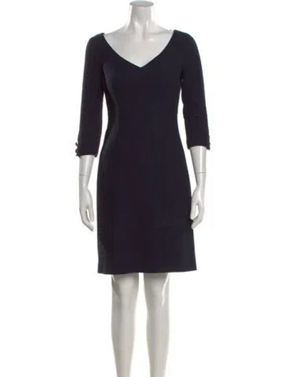 Pre-owned St John V-neck Mini Dress In Blue