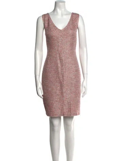 Pre-owned St John V-neck Mini Dress In Neutral