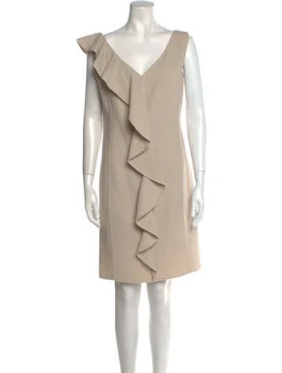 Pre-owned St John V-neck Mini Dress In Neutral