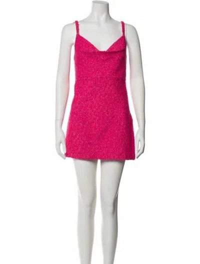 Pre-owned St John V-neck Mini Dress In Pink