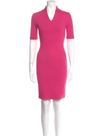 Pre-owned St John V-neck Mini Dress In Pink