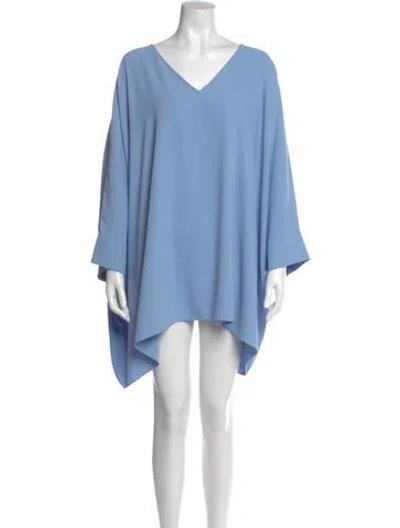 Pre-owned St John V-neck Mini Dress W/ Tags In Blue