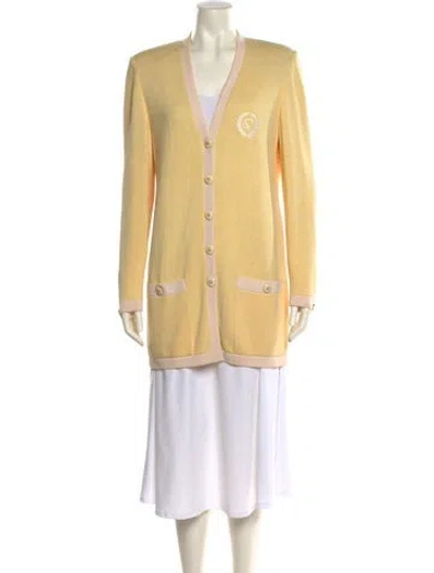 Pre-owned St John V-neck Mini Dress In Yellow