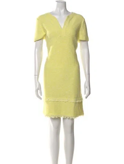 Pre-owned St John V-neck Mini Dress In Yellow
