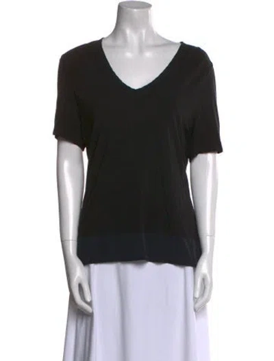 Pre-owned St John V-neck Short Sleeve T-shirt In Black