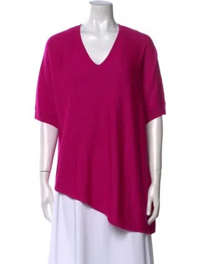 Pre-owned St John V-neck Short Sleeve T-shirt In Pink