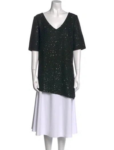 Pre-owned St John V-neck Short Sleeve Tunic In Black