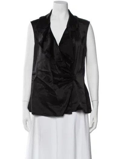 Pre-owned St John V-neck Sleeveless Blouse In Black