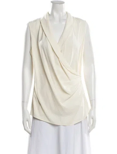 Pre-owned St John V-neck Sleeveless Blouse In Neutral