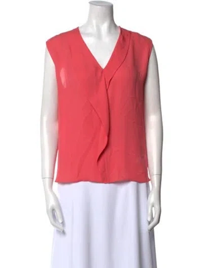 Pre-owned St John V-neck Sleeveless Blouse In Pink