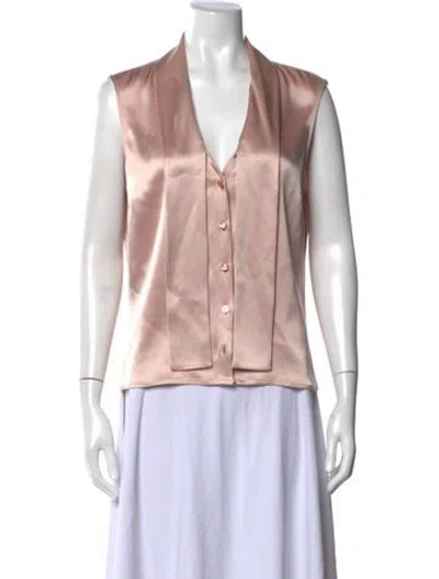 Pre-owned St John V-neck Sleeveless Blouse In Pink