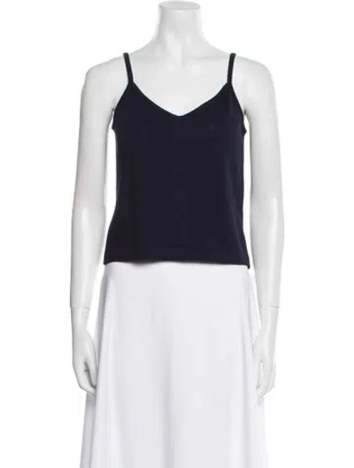 Pre-owned St John V-neck Sleeveless Crop Top In Black