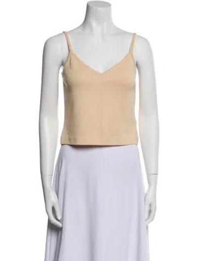 Pre-owned St John V-neck Sleeveless Crop Top In Neutral