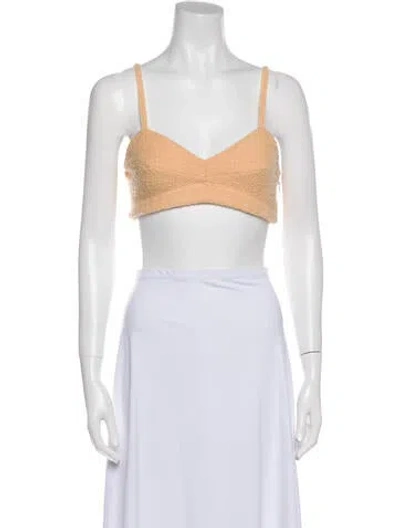 Pre-owned St John V-neck Sleeveless Crop Top In Orange