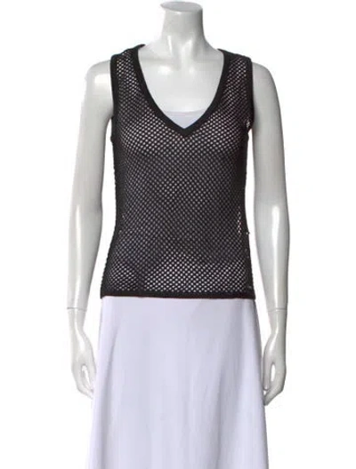 Pre-owned St John V-neck Sleeveless Top In Black