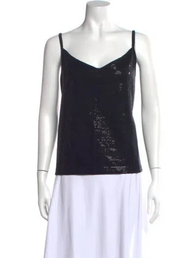 Pre-owned St John V-neck Sleeveless Top In Black