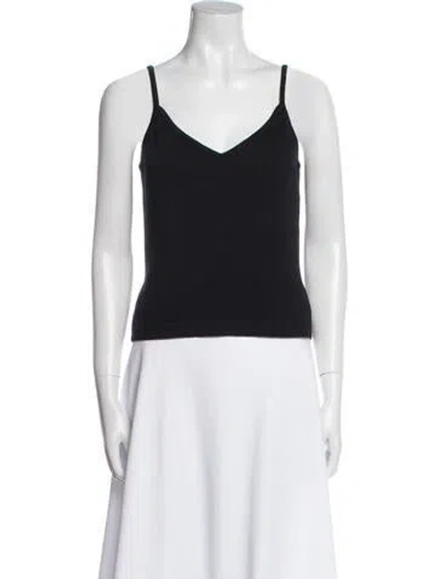 Pre-owned St John V-neck Sleeveless Top In Black