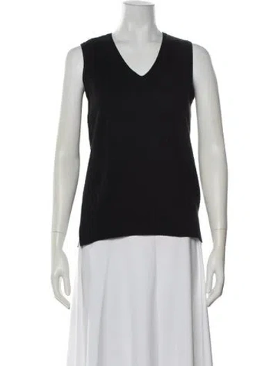 Pre-owned St John V-neck Sleeveless Top In Black