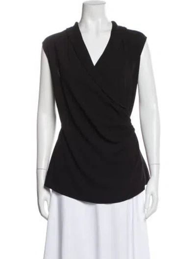 Pre-owned St John V-neck Sleeveless Top In Black