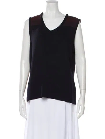 Pre-owned St John V-neck Sleeveless Top In Black