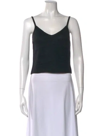 Pre-owned St John V-neck Sleeveless Top In Black