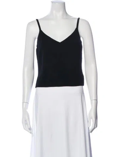 Pre-owned St John V-neck Sleeveless Top In Black