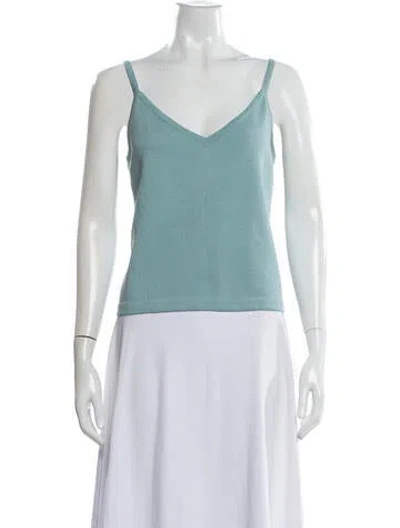 Pre-owned St John V-neck Sleeveless Top In Blue