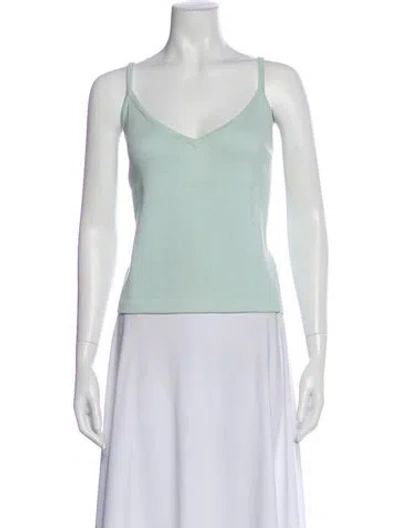 Pre-owned St John V-neck Sleeveless Top In Blue