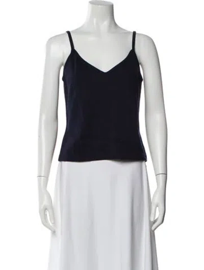 Pre-owned St John V-neck Sleeveless Top In Blue