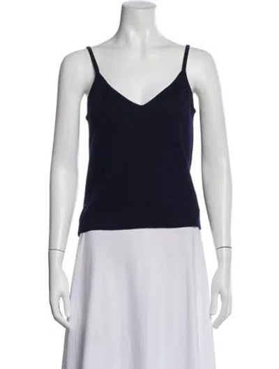 Pre-owned St John V-neck Sleeveless Top In Blue