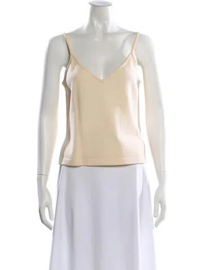 Pre-owned St John V-neck Sleeveless Top In Neutral