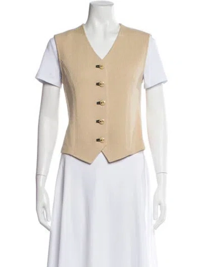Pre-owned St John V-neck Sleeveless Top In Neutral