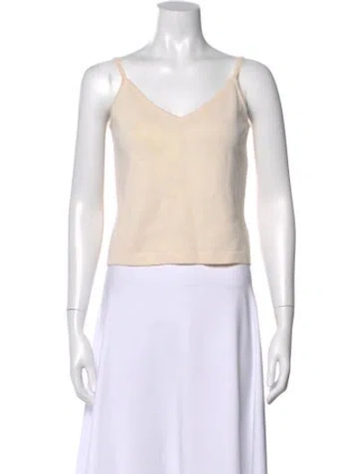 Pre-owned St John V-neck Sleeveless Top In Neutral