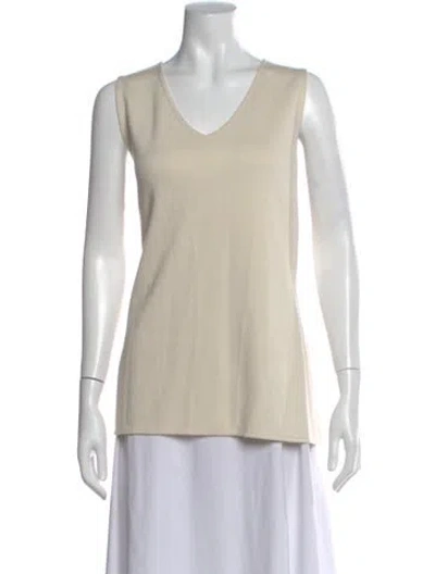 Pre-owned St John V-neck Sleeveless Top In Neutral