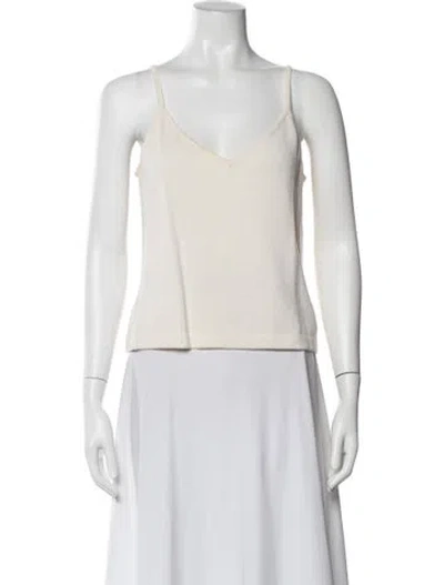 Pre-owned St John V-neck Sleeveless Top In Neutral