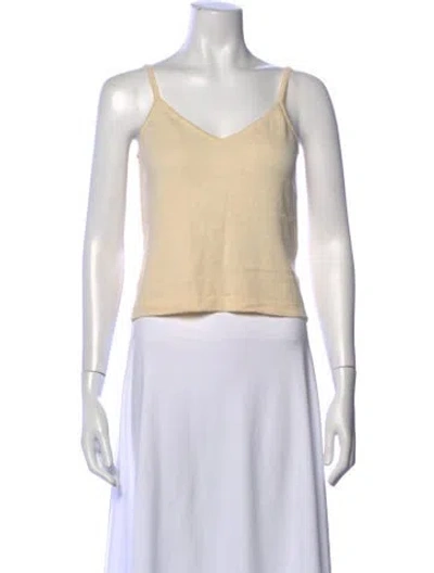 Pre-owned St John V-neck Sleeveless Top In Neutral